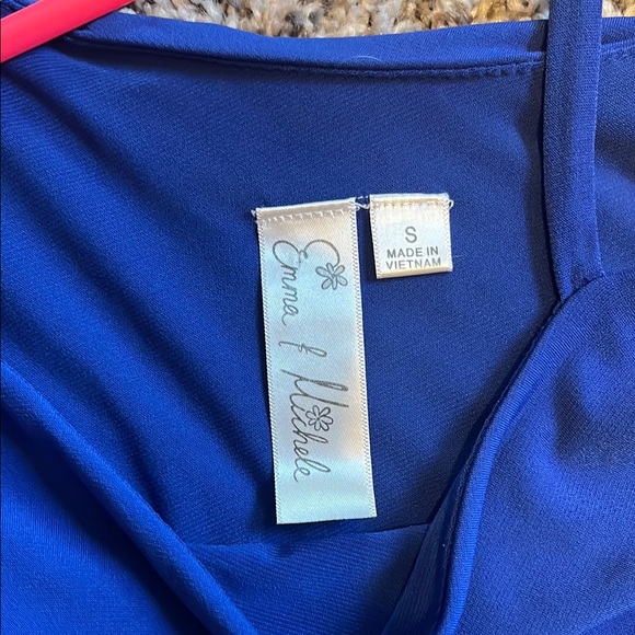 Emma & Michele Blue Ruffled Asymmetrical Cocktail Dress - Picture 2 of 6